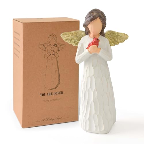 NANAOUS Cardinal Gifts for Women, Guardian Angel Figurines, Resin Statues Sympathy Rememberance Memorial Comfort Heaven Gifts, Sculpted Hand-Painted Statue for Home Decor Ornament