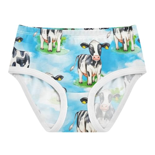 Cute Cows Sky Blue Little Girl Panties Toddler Girls Underwear Cotton Fun Kids Briefs Undies 2t