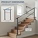 IDEALHOUSE 6 Step Outdoor Stair Handrail Kit, Black Aluminum & Iron Construction for Porch Steps, Easy Tool-Assembly Safety Railing, All Hardware & Gloves Included (1 Pack)