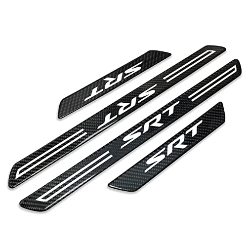 iPick Image for Dodge SRT Black Real Carbon Fiber 4 Pcs Universal Door Sill Step Protector Kick Plates - Official Licensed