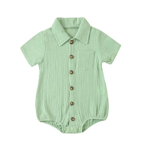 Baby Button Down Short Sleeve Romper for Infants