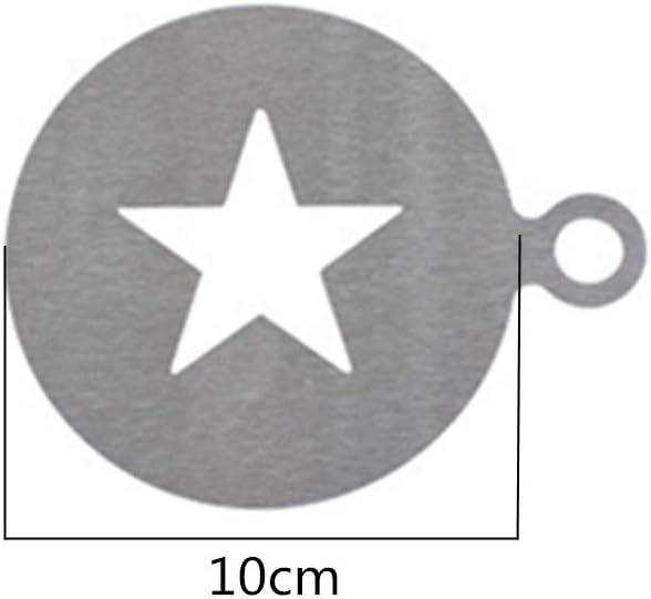 2 Pcs Stainless Steel Coffee Stencils Cappuccino Coffee Stencils Heart Star Shape Strew Pad Duster Spray for Latte Cappuccino Cupcake Cookies Hot Chocolate(5inch)