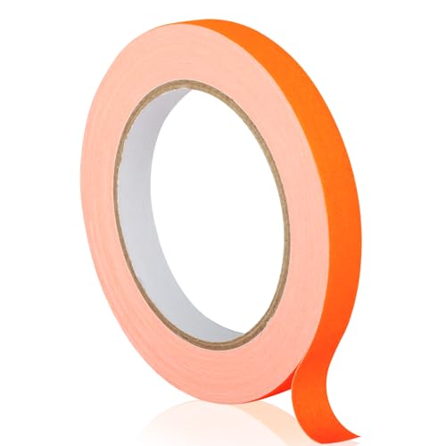 GEYYANG Spike Tape, Orange Fluorescent Gaffers Tape 1/2 inch x 20 Yards, Black Light UV Reactive...