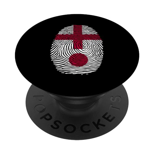 Japan and England Fingerprint Half English Japanese Roots PopSockets Swappable PopGrip, Black
