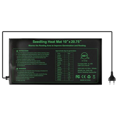RIOGOO Placa calefactora para Invernadero, germinación, jardín hidropónico, terrario - Marcado CE - 18W de Potencia - Medidas 24 x 52 cm