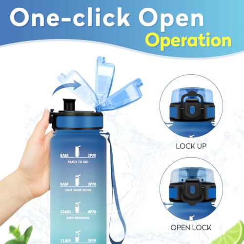 Trinkflasche 500ml, BPA-frei, Wasserflasche mit Filter und Zeitmarkierung, Auslaufsicher, Trinkflasche Kohlensäure Geeignet, Wasserflasche für Kinder, Gym, Camping, Wandern, Fahrrad, Yoga, Sport