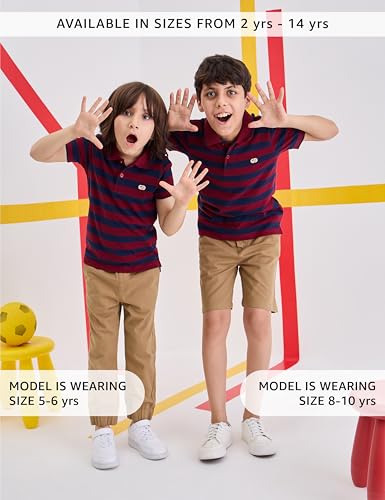 Image of Amazon Brand - Symbol Boys Cotton Rich Striped Polo Tshirt | Collar Tshirts | Half Sleeves | Regular Fit