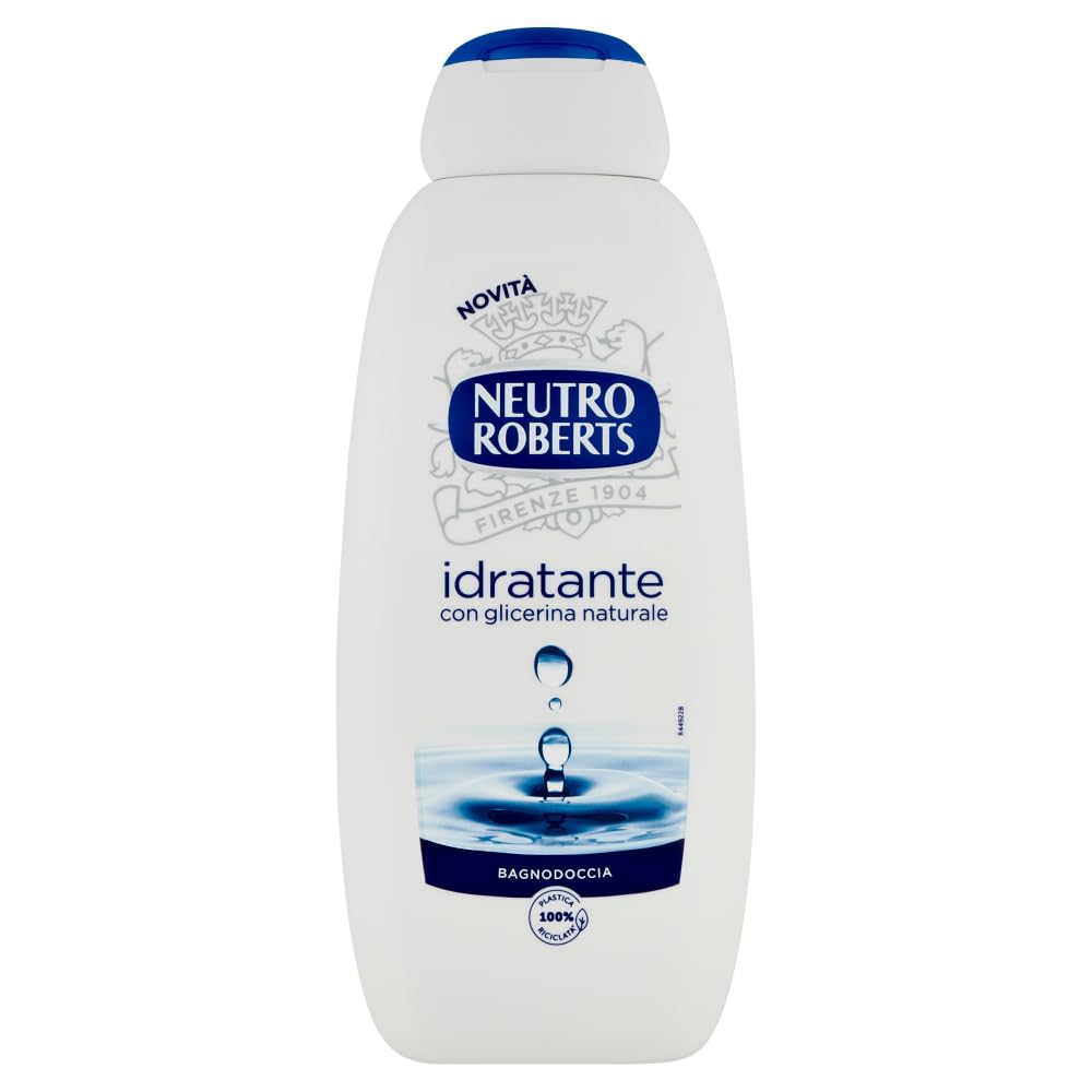 8 gel de ducha Neutro Roberts Bagnodoccia Idratante, con glicerina natural, gel de ducha que ayuda a hidratar y limpiar la piel, 450 ml, incluye llavero Beni Culinari