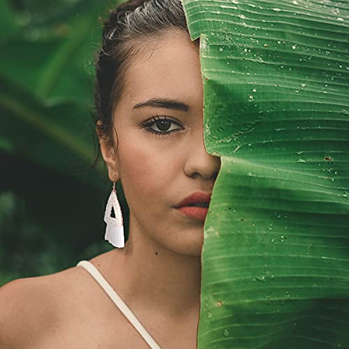 Image of Ladies Handmade Rattan Earring - Tassel A Type Straw Wicker Earrings Bohemian Geometry Earring Circle Pie Shape Earrings