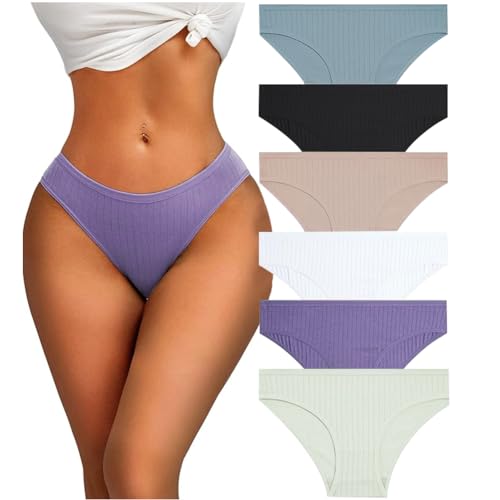 Recopilación de Ropa Interior Dama - los más vendidos. 41 TBONEEY 6 Pack Bragas Mujeres Algodón, Tangas de Lencería Transpirable Braguita de algodón, Elástico Culotte Cintura, Braguitas Ropa Interior Cómoda y Sexy, Bragas Invisibles...