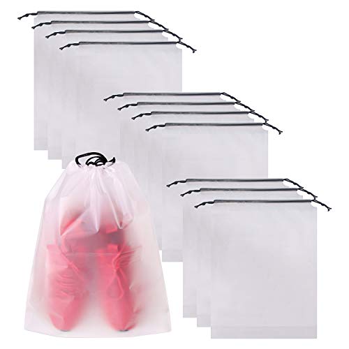 Set of 12 Portable Translucent Shoe Bags for Travel Large Clear Shoes