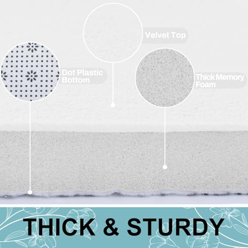 Smiry Memory Foam Bath Mat 24x16, Extra Soft and Absorbent Bathroom Mats, Non Slip Washable Carpet for Floor, Shower and Tub, White