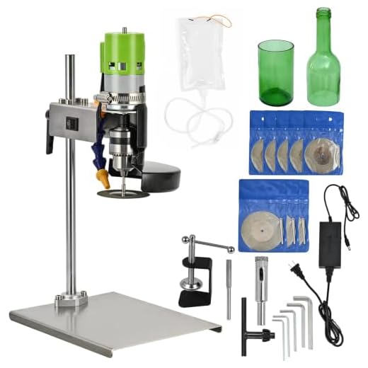 DIYAREA Bottle Cutter Electric Glass Bottle Cutting Machine 150W 6000RPM DIY Vine Bottle Cutter with 8 pcs Emery Abrasive Blade for Round/Square/Irregular Glass or Ceramic Bottles