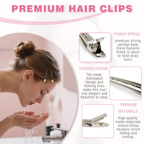 60 Pinzas de Pelo de Pato de Metal – Clips Seccionadores Plateados en 3 Tamaños para Estilizado, Rizado, Corte y Accesorios de Pelo DIY miniatura 3
