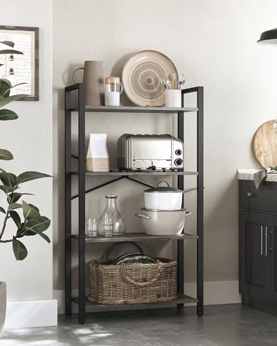 Image of VASAGLE 4-Tier Bookshelf, Bookcase with Steel Frame, Book Shelf for Living Room, Home Office, Study, 11.8 x 26 x 47 Inches, Industrial Style, Charcoal Grey and Ink Black ULLS060B04