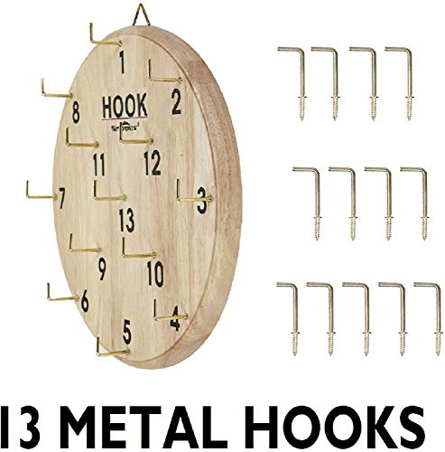 Win SPORTS Hook and Ring Toss Game for Kids & Adults – Outdoor and Indoor Fun, Exciting Gift Idea, Safe & Durable Design – Includes 13 Metal Hooks and 14 Rubber Rings
