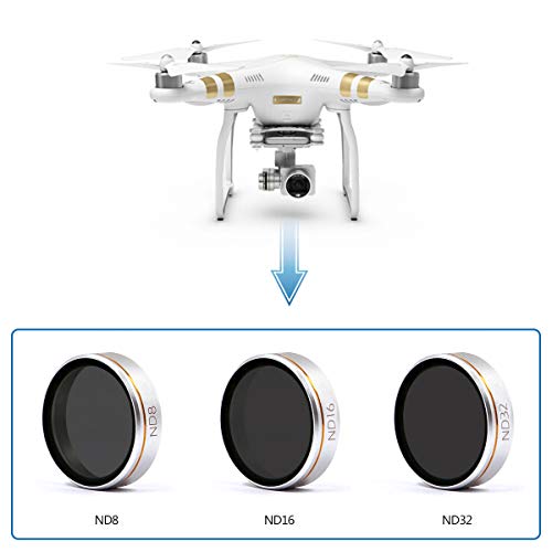 Lenskins 3-Pack Drone Mrc Nd4/ Nd8/ Nd16 Filter For Dji Phantom 4/3 Professional/ 3 Advanced, Agc Optics, Aluminum Frame, Ultra Slim Neutral Density Filter Set With Storage Case & Lens Cloth #TOP5
