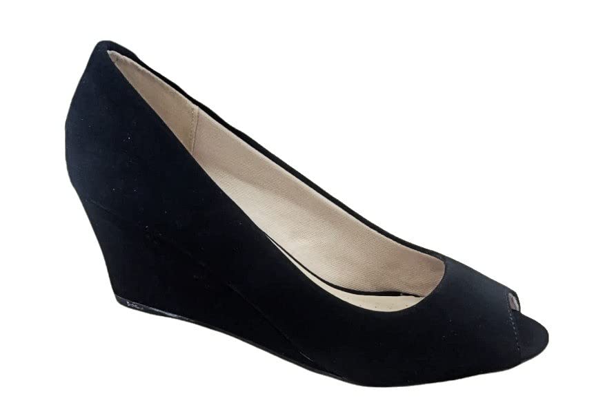 Forever Link Women's Peep Toe Slip on Wedge Pump