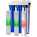 iSpring Whole House 3-Stage Water Filter System with Oversized Fine Sediment and Double Premium Carbon Block, WCB32C