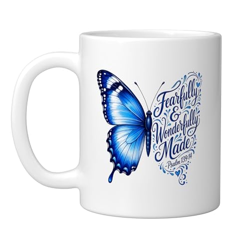 Taza de cerámica con versículo bíblico Psalm 139:14 11 oz miniatura 1