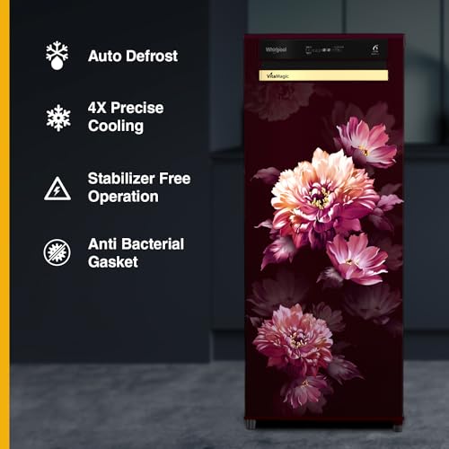 Image of Whirlpool 192 L 3 Star Vitamagic PRO Direct-Cool Single Door Refrigerator (215 VMPRO PRM 3S WINE DAFNE-Z,Red, Auto Defrost Technology)