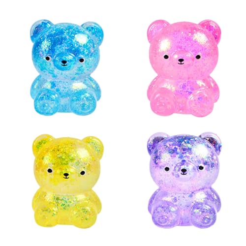Gummi Bär Sensorik Spielzeug für Erwachsene [4 Stück], Weiches Knautschspielzeug gegen Stress, Autistische Stimming Hand Stressball für Kinder & Erwachsene, Anti Stress Spielzeug Geschenk (Bunt)