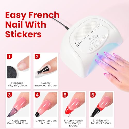 Image of Beetles French Gel Nail Polish Set, Dusky Rose Red Pink Manicure Kit with HEMA-Free Base Coat Top Long Lasting Soak Off UV LED Nail Art Set for Design Lovers