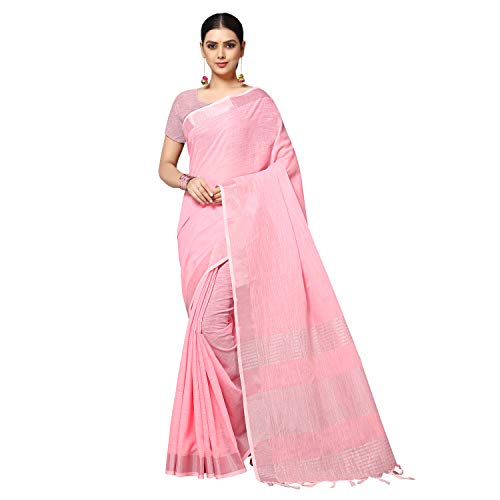Rekha Maniyar Women's Jacquard Linen Saree With Unstitched Blouse Piece (SILVERLINEN) product image 7