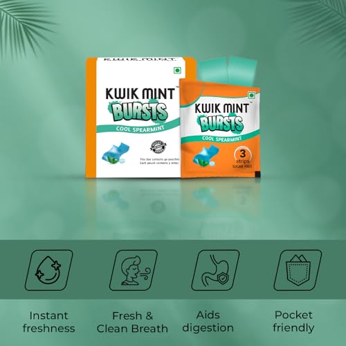 Kwik Mint Bursts Sugar Free Mouth Freshener Oral Care Strips, Spearmint Flavo...