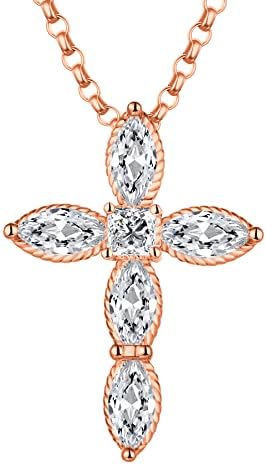 JO WISDOM Women Cross Necklace,925 Sterling Silver 3A CZ Crucifix Celtic Pendant Necklace,Jewellry for Women