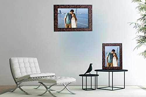 Image of Photo frame 8x12 /A4 Inches set of 2 Box Brown Color Flexible Glass & Synthetic Wood Hanging /Table Top High Density Photo Frame for Wall Decoration