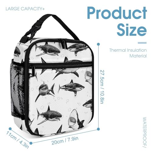 Shark Backpack with Lunch Box & Pencil Case for Kids Girls Boys School, 16 Inch Cute Sharks Bookbag, School Backpack for Students Children, Lightweight, Large Capacity4