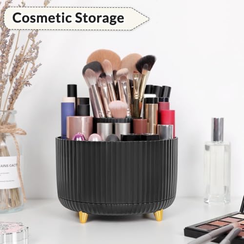 Image of SKYDUE 360 Degree Rotating Desk Organizer, Dual-Purpose Pencil Pen Holder for Desktop, Rotating Desk Pen Organizer with 5 Slots, Office Supplies, Pencil Cup for Office, School, Home