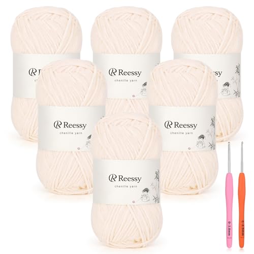 Image of Skinny Chenille Yarn for Crocheting - 6 Pack of 50g /158yd (948yd Total) - Soft Matte Thin Chenille CYC #2 - Fine Weight Baby Yarn for Plush Toys, Baby Blankets & Small Crafts(Blossom)