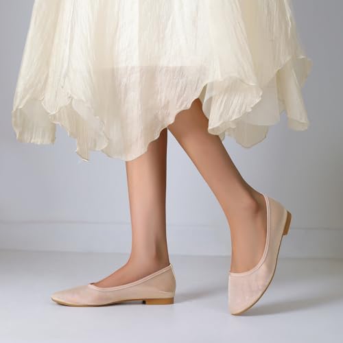 Mesh Ballet Flats for Women Round Toe Slip on Bling Casual Low Heel Comfortable Office Ballerina Flat Shoes3