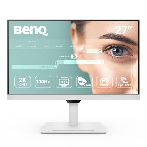 Image of BenQ GW2790QT Coding Monitor, 27 Inch (68.58 cm), IPS, 2K QHD 2560x1440, 75Hz, White, USB-C 65W PD, Coding Mode, 99% sRGB, Daisy Chain, Height Adjust, Noise Filter Speakers, HDMI, DP, USB Hub Monitor