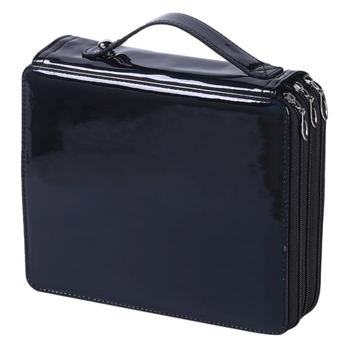 Image of 120 Slots Colored Pencil Case with Zipper Closure Pencils Bag Waterproof PU Leather Pen Organizer Storage Holder for Artist (Black)