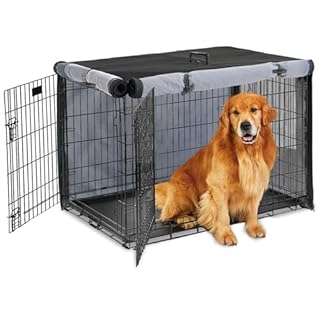 Dog Crate Cover 42 Inch 1200D Built-in Anti-freezing Felt for Pet and Large Dogs Winter Outdoors Anti-freeze Protection Dog Cages Covers for 42 Inch Metal Wire Dog Cage - Only cover (Black)