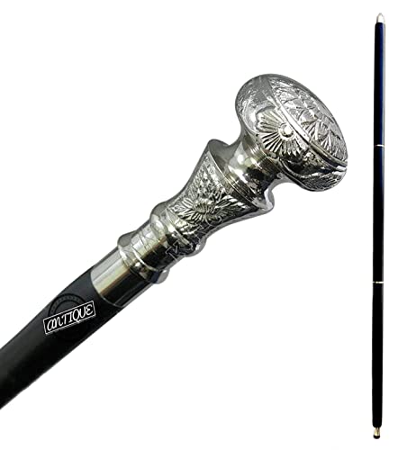 Brass Handle Victorian Telescope Foldable Wooden Walking Stick Cane Ideal Vintage Gift Men Women Father/Mother (Victorian)