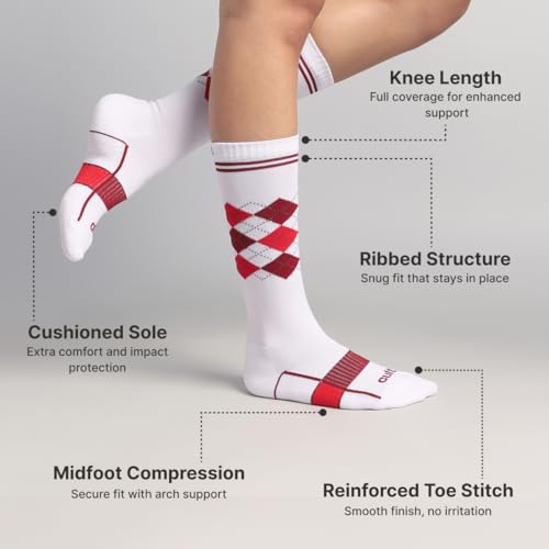 Image of CULT Men's Sports Knee-Length Cotton Terry Socks - Ultra Soft, Sweat-Absorbent & Breathable - Anti-Microbial with Arch Support, Midfoot Compression & Ribbed Grip - Pack of 2