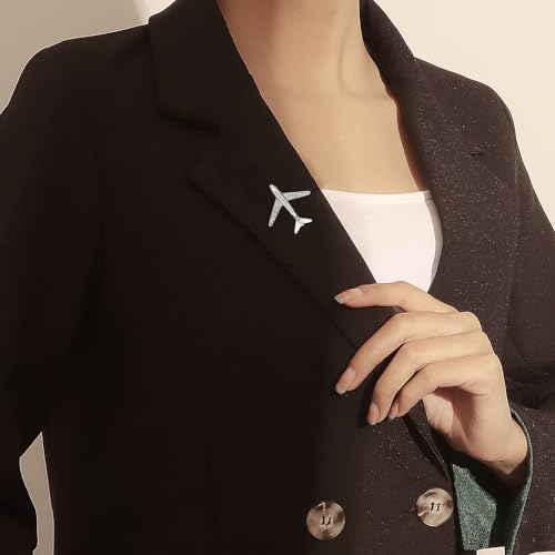 Image of Airplane Brooch Pin for Women Men Crystal Aircraft Lapel Pin Plane Safty Pin for Clothing Hat Bag Badges