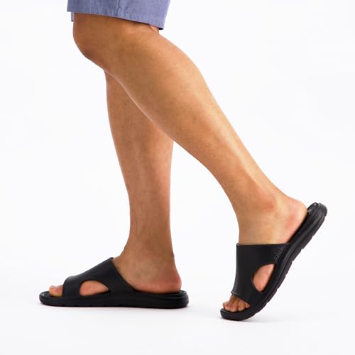 Image of Totes Men's Everywear Slide Sandals Lightweight Waterproof Comfort Slides with Cushioned Footbed for Pool, Beach & Everyday Wear