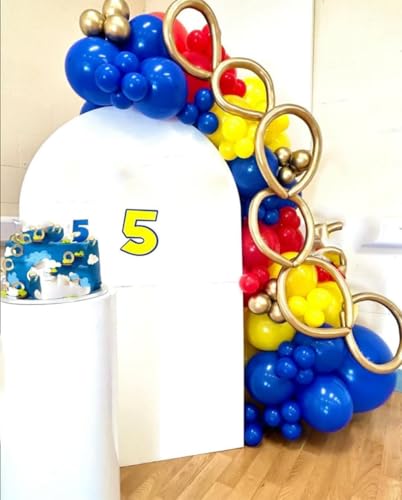 Image of 161Pcs Cartoon Balloon Garland Arch Kit - Balloons with 4D Star Gold Long Balloons for Birthday Baby Shower Cartoon Carnival Circus Hedgehog Super Hero Gamer Theme Backdrop Party Decorations