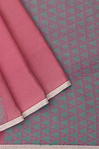 Image of Pothys Women's Pink Silk Cotton Saree With Blouse Piece (A3540 Pink)