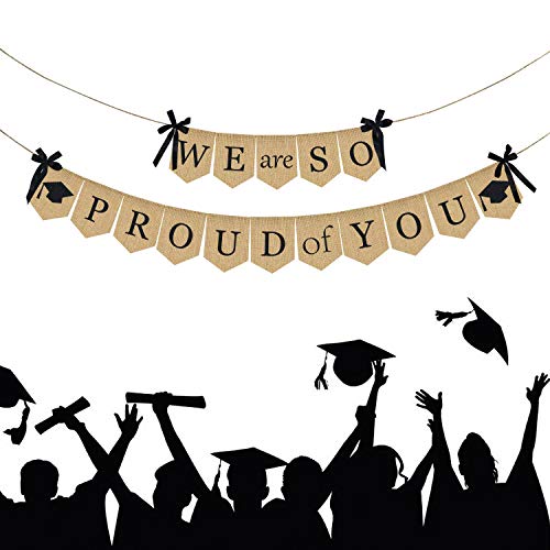 Nous sommes si fiers de vous Bannière de remise des diplômes, Fournitures de fête de remise des diplômes 2019, décorations de remise des diplômes pour la fête des finissants, signe de félicitations Cover
