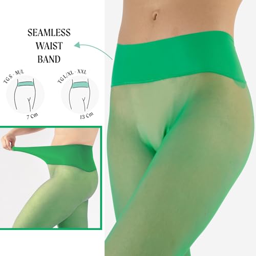 Image of CALZITALY Seamless Sheer Tights, Comfortable Waistband, 15 Denier Pantyhose Multi Colors Made in Italy