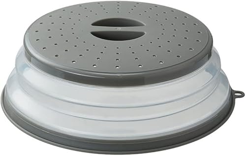 Cubierta plegable para salpicaduras de microondas para alimentos con alfombrillas de silicona, 10.5 pulgadas, apta para lavavajillas, cubierta de