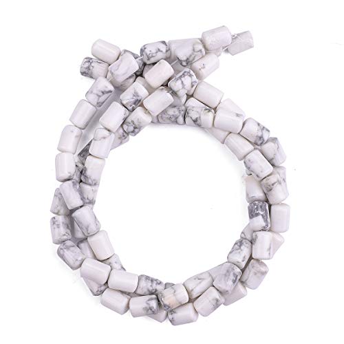 BEADIA Natural White Howlite Cylinder Stone Loose Semi Gemstone Beads for Jewelry Making 10mmx14mm 38cm
