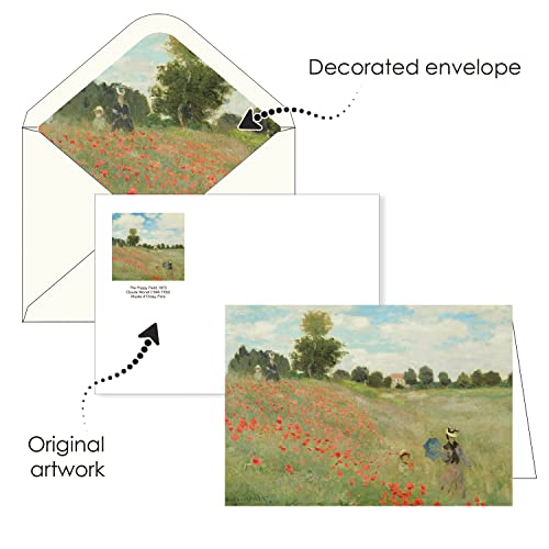 Image of RainCaper Fine Art Keepsake 5x7 Blank Stationery Monet Greeting Note Cards With Decorative Envelopes, Gift Boxed Set of 16 | 300 GSM Cardstock (Monet Favorites)