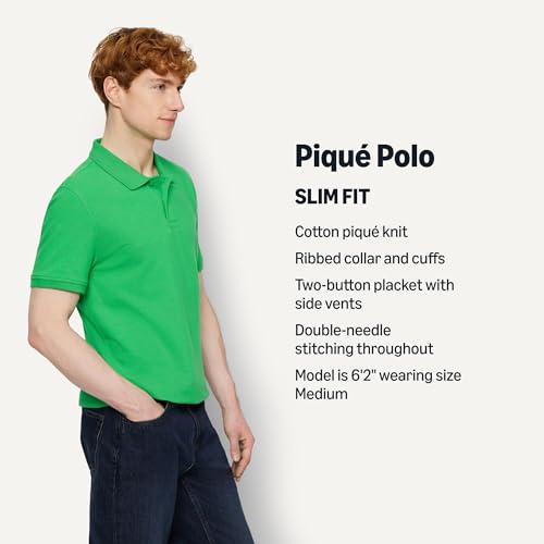 Image of Amazon Essentials Men's Slim-Fit Short-Sleeve Cotton Pique Polo Shirt